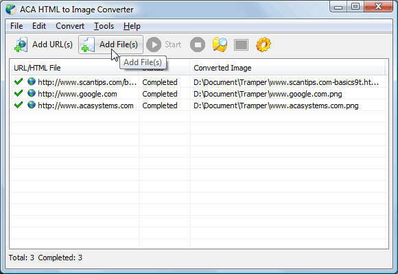 Convert MHT to image: Select .MHT files in Browse dialog, and then click OK button