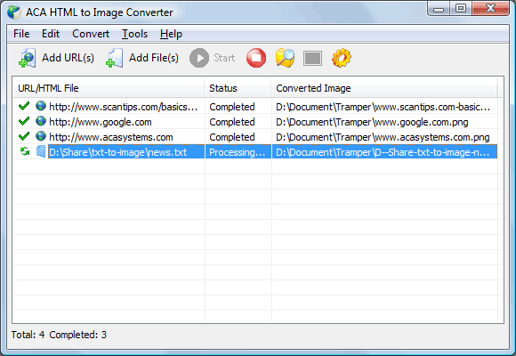 Convert TXT to image: The convert task will start