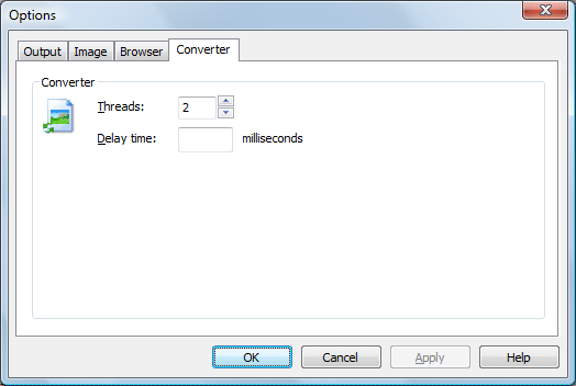 ACA HTML to Image Converter Screenshot: Converter option dialog