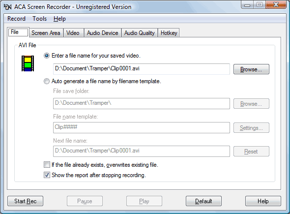 Record screen to AVI, capture from full screen, window, region, or cursor area.