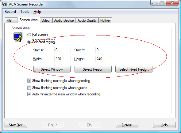 Make a demo movie from screen: Decide whether you want to record the full entire screen, or just a section of it