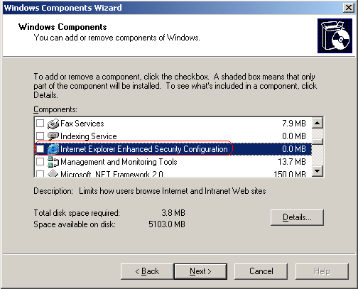 Disable Internet Explorer Enhanced Security Configuration on Windows Server 2003